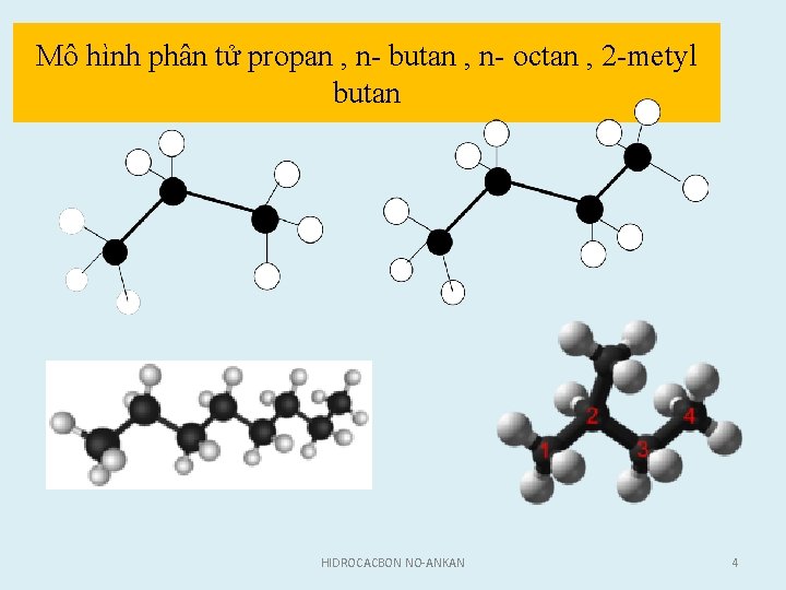 Mô hình phân tử propan , n butan , n octan , 2 metyl