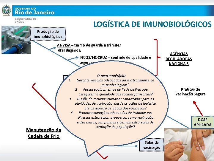 Produção de imunobiológicos LOGÍSTICA DE IMUNOBIOLÓGICOS ANVISA – termo de guarda e trâmites alfandegários;