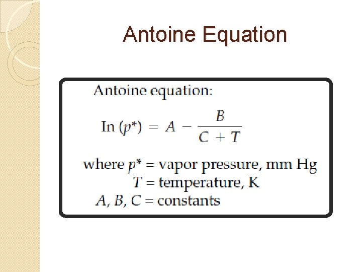 Antoine Equation 