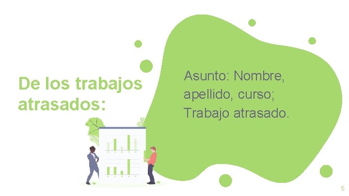 De los trabajos atrasados: ● Asunto: Nombre, apellido, curso; Trabajo atrasado. 5 