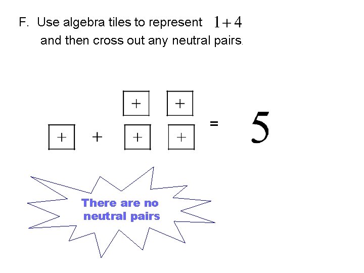 F. Use algebra tiles to represent and then cross out any neutral pairs. =