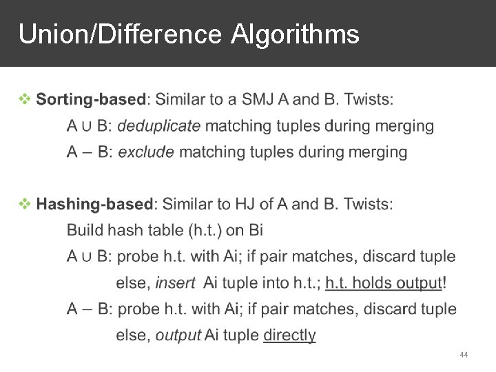 Union/Difference Algorithms 44 