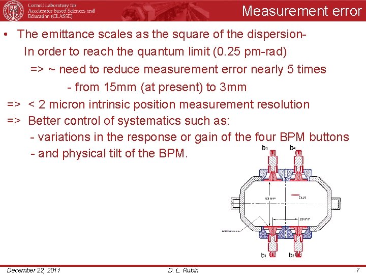 Measurement error • The emittance scales as the square of the dispersion. In order