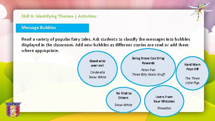 Skill 6: Identifying Themes | Activities: Message Bubbles Read a variety of popular fairy