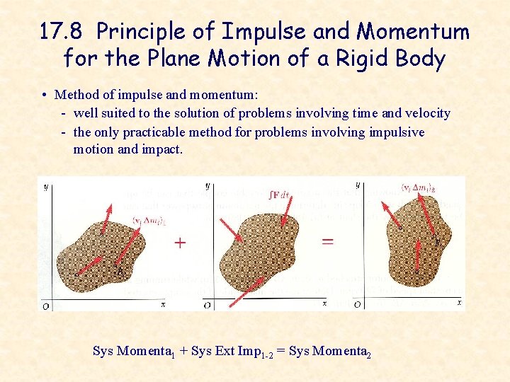 17. 8 Principle of Impulse and Momentum for the Plane Motion of a Rigid