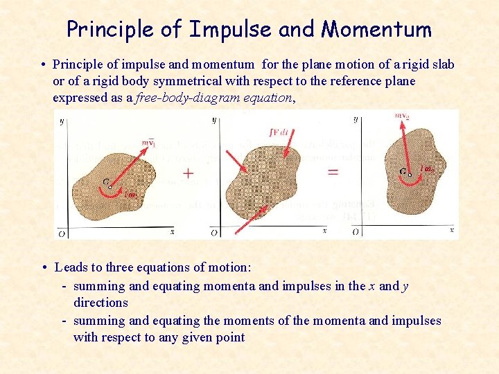 Principle of Impulse and Momentum • Principle of impulse and momentum for the plane