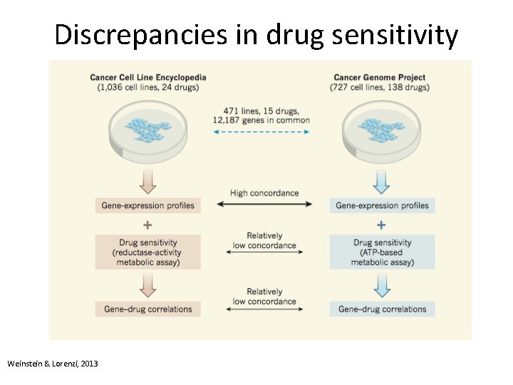 Discrepancies in drug sensitivity Weinstein & Lorenzi, 2013 