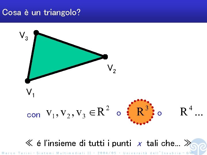 Cosa è un triangolo? V 3 V 2 V 1 con o o ≪