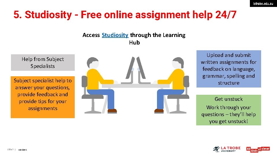 latrobe. edu. au 5. Studiosity - Free online assignment help 24/7 Access Studiosity through