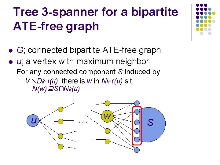 Tree 3 -spanner for a bipartite ATE-free graph l l G; connected bipartite ATE-free