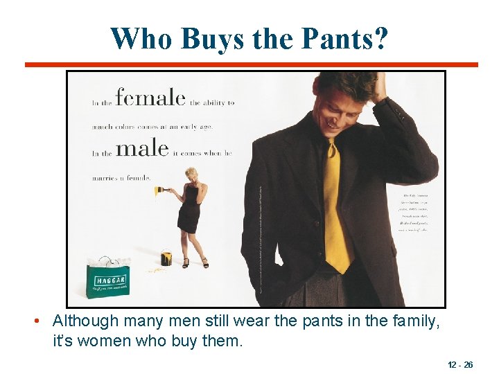 Who Buys the Pants? • Although many men still wear the pants in the