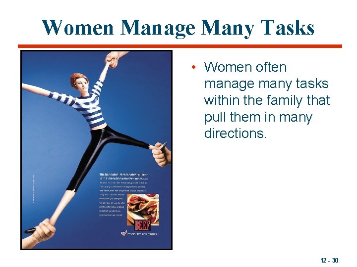 Women Manage Many Tasks • Women often manage many tasks within the family that