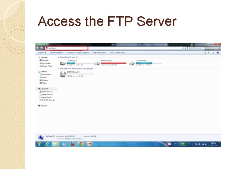 Access the FTP Server 