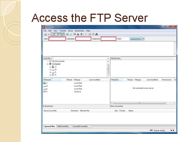 Access the FTP Server 