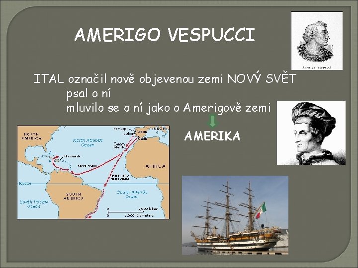 AMERIGO VESPUCCI ITAL označil nově objevenou zemi NOVÝ SVĚT psal o ní mluvilo se