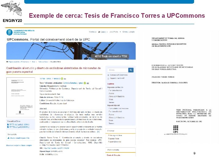 Exemple de cerca: Tesis de Francisco Torres a UPCommons 9 