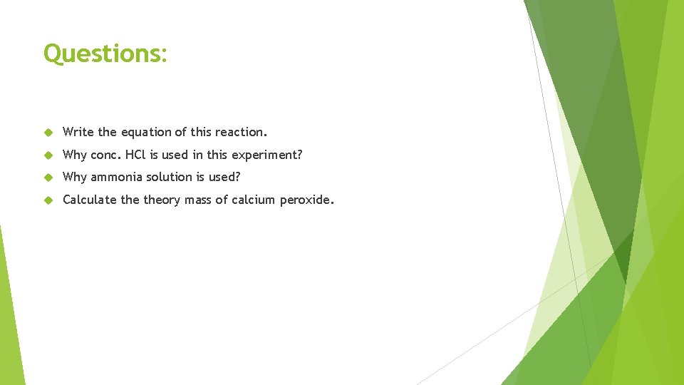 Questions: Write the equation of this reaction. Why conc. HCl is used in this