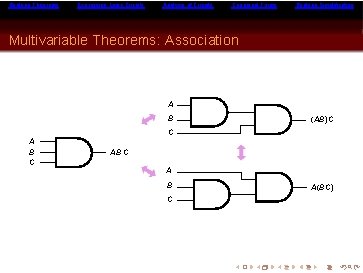 Boolean Theorems Expressing Logic Circuits Analysis of Circuits Canonical Forms Boolean Simplification Multivariable Theorems: