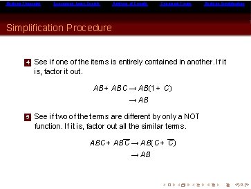 Boolean Theorems Expressing Logic Circuits Analysis of Circuits Canonical Forms Boolean Simplification Procedure 4 Boolean Theorems Expressing Logic Circuits Analysis of Circuits Canonical Forms Boolean Simplification Procedure 4