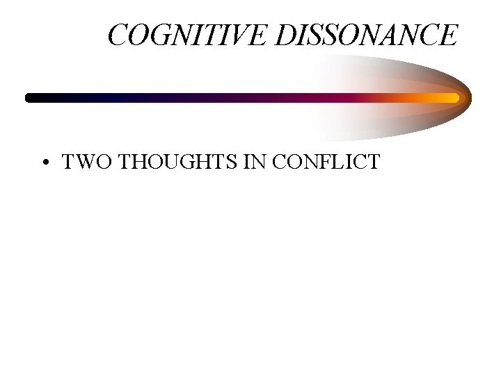 COGNITIVE DISSONANCE • TWO THOUGHTS IN CONFLICT 