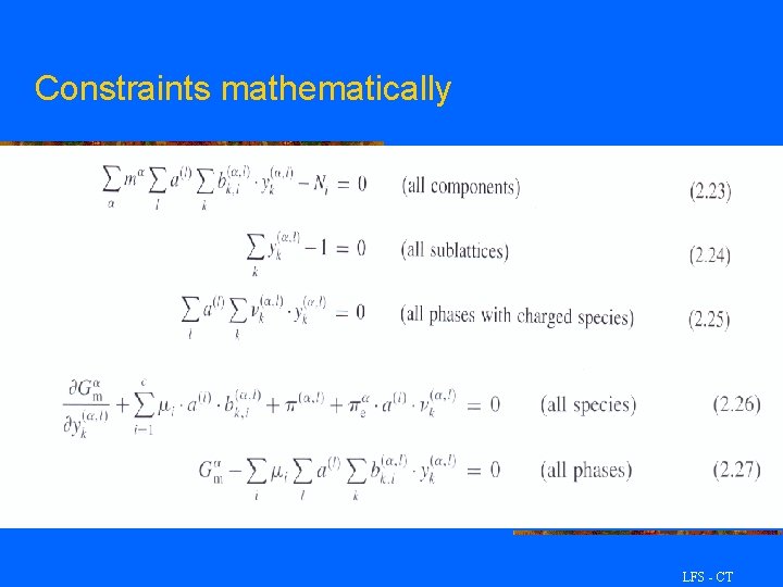 Constraints mathematically LFS - CT 