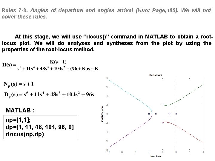 Rules 7 -8. Angles of departure and angles arrival (Kuo: Page, 485). We will