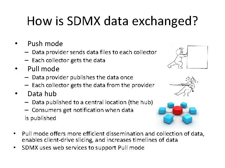 How is SDMX data exchanged? • Push mode – Data provider sends data files