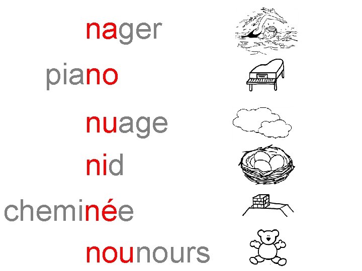 nager piano nuage nid cheminée nounours 