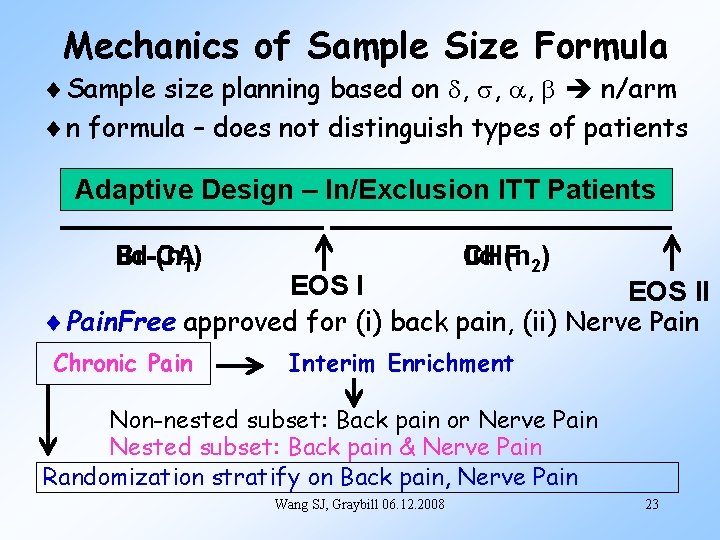 Mechanics of Sample Size Formula Sample size planning based on d, s, a, b