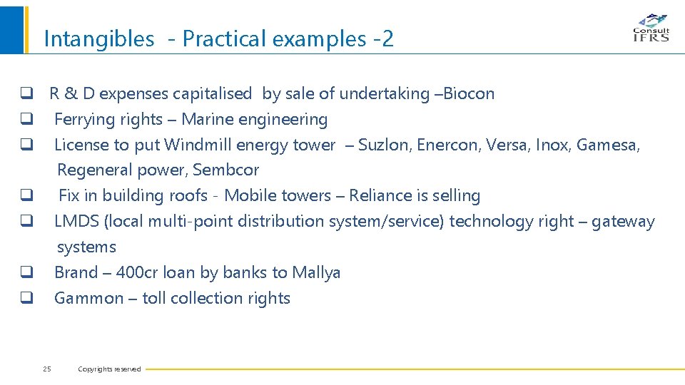 Intangibles - Practical examples -2 q R & D expenses capitalised by sale of