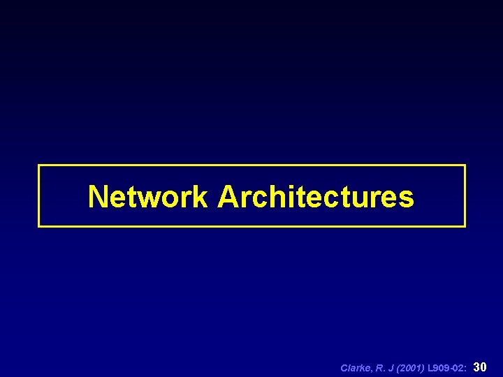 Network Architectures Clarke, R. J (2001) L 909 -02: 30 