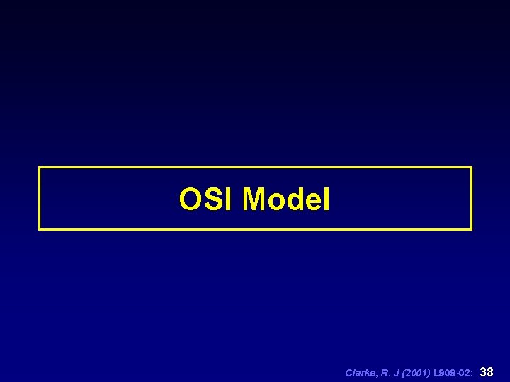 OSI Model Clarke, R. J (2001) L 909 -02: 38 