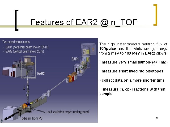 Features of EAR 2 @ n_TOF The high instantaneous neutron flux of 107/pulse and
