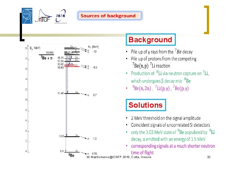 Background Solutions M. Mastromarco@ICNFP 2018, Creta, Greece 32 