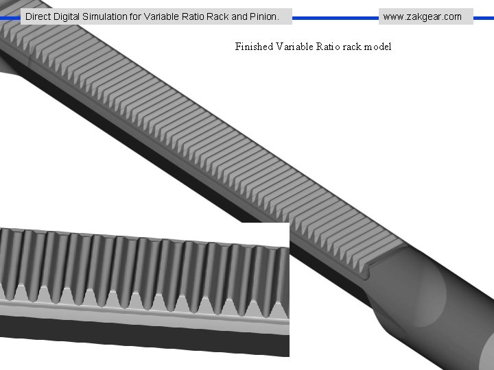Direct Digital Simulation for Variable Ratio Rack and Pinion. www. zakgear. com Finished Variable