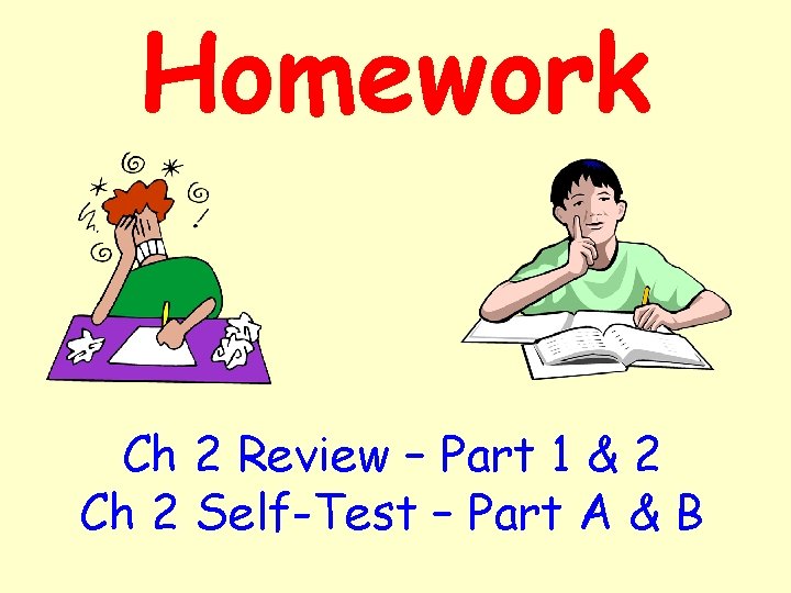 Homework Ch 2 Review – Part 1 & 2 Ch 2 Self-Test – Part