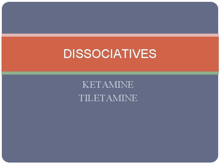 DISSOCIATIVES KETAMINE TILETAMINE 