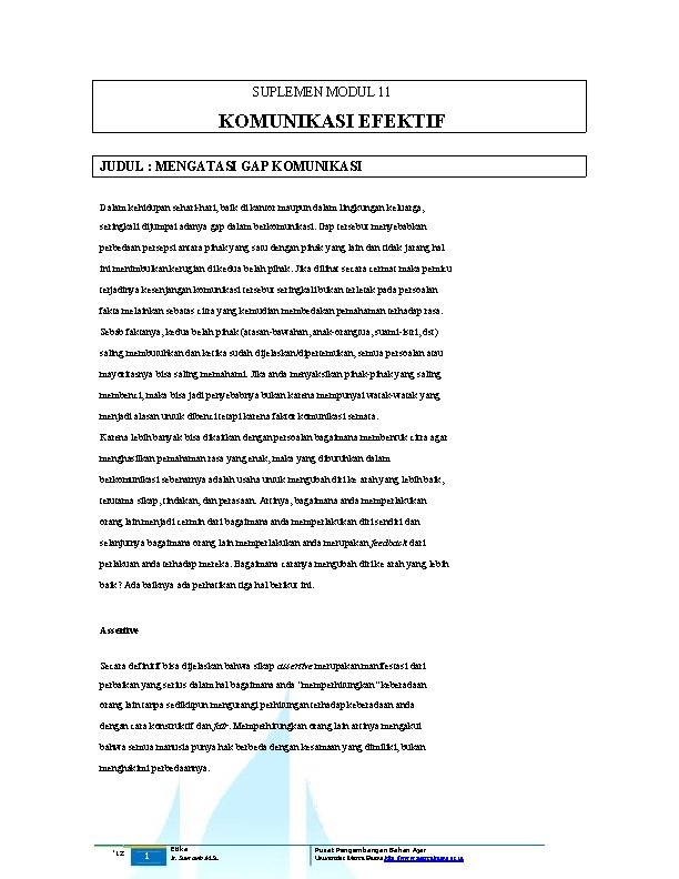 Suplemen Modul 11 Komunikasi Efektif Judul Mengatasi Gap