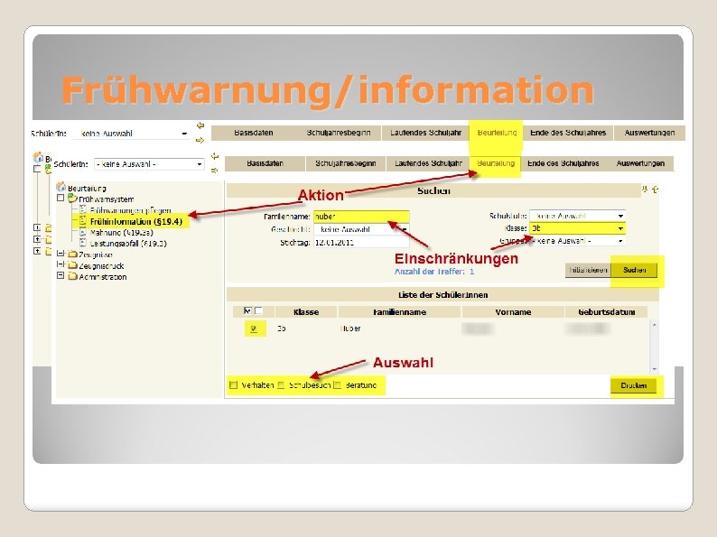 Frühwarnung/information 