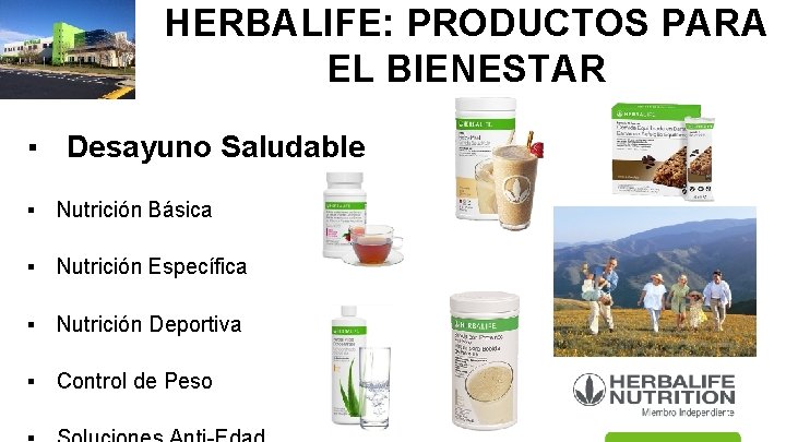 HERBALIFE: PRODUCTOS PARA EL BIENESTAR ▪ Desayuno Saludable ▪ Nutrición Básica ▪ Nutrición Específica