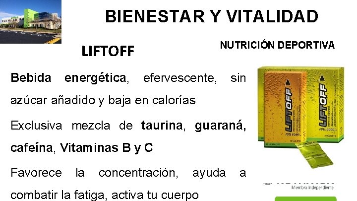 BIENESTAR Y VITALIDAD LIFTOFF Bebida NUTRICIÓN DEPORTIVA energética, efervescente, sin azúcar añadido y baja
