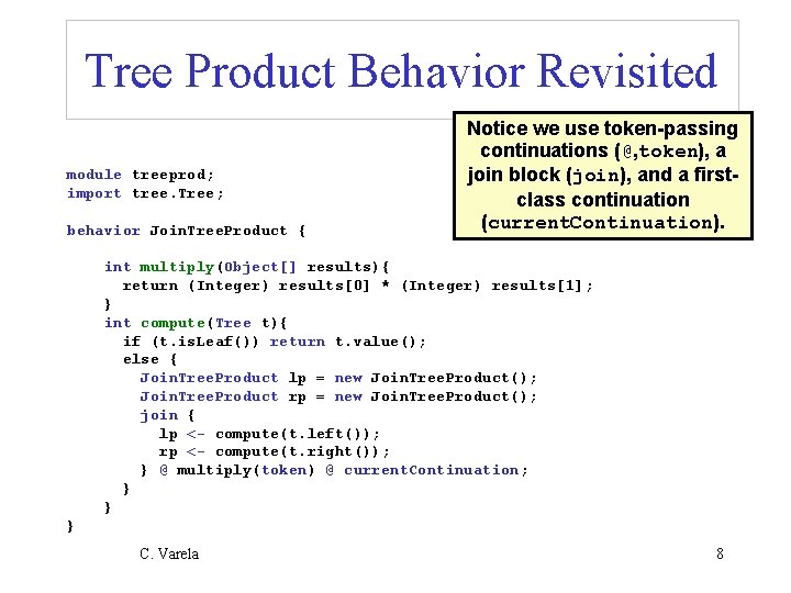 Tree Product Behavior Revisited module treeprod; import tree. Tree; behavior Join. Tree. Product {