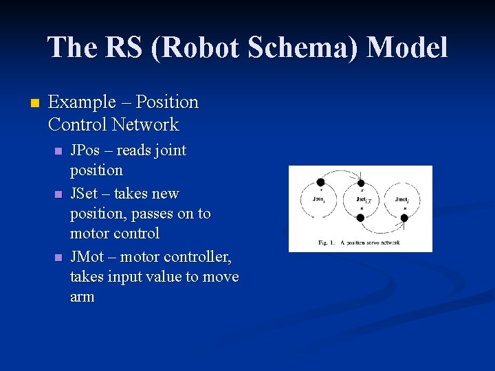 The RS (Robot Schema) Model n Example – Position Control Network n n n The RS (Robot Schema) Model n Example – Position Control Network n n n