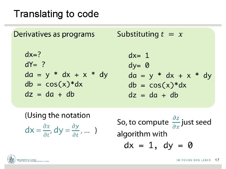 Translating to code • • 17 