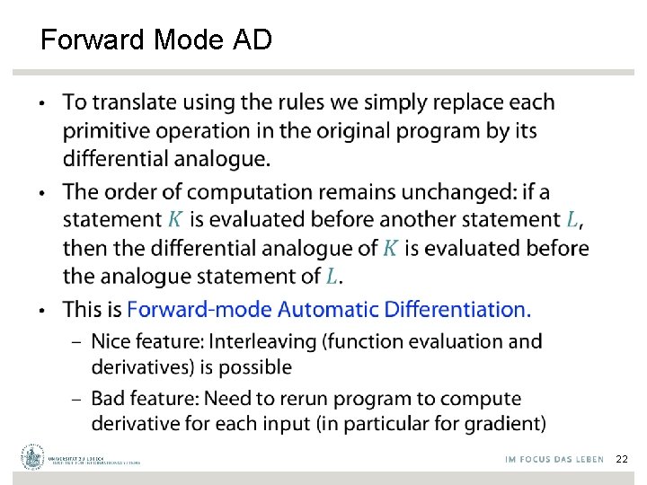 Forward Mode AD • 22 