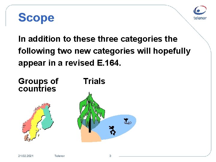 Scope In addition to these three categories the following two new categories will hopefully