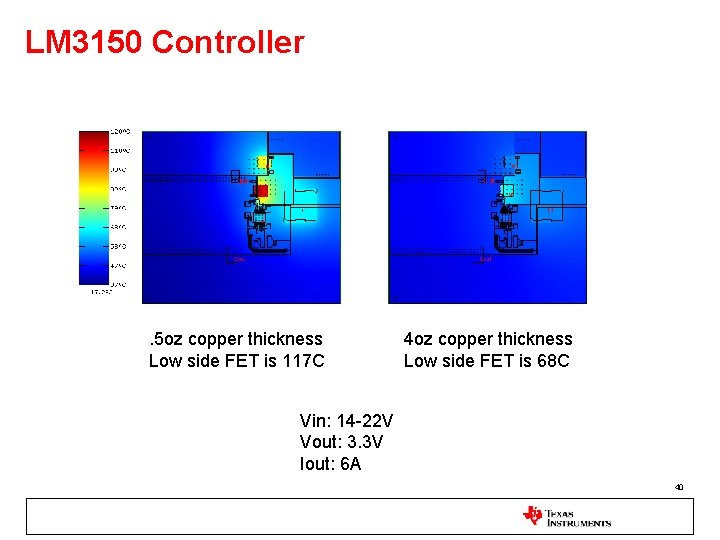 LM 3150 Controller . 5 oz copper thickness Low side FET is 117 C