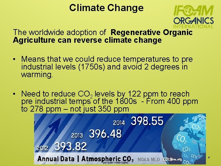 Climate Change The worldwide adoption of Regenerative Organic Agriculture can reverse climate change •
