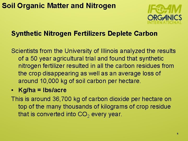 Soil Organic Matter and Nitrogen Synthetic Nitrogen Fertilizers Deplete Carbon Scientists from the University