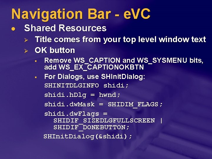 Navigation Bar - e. VC l Shared Resources Ø Ø Title comes from your